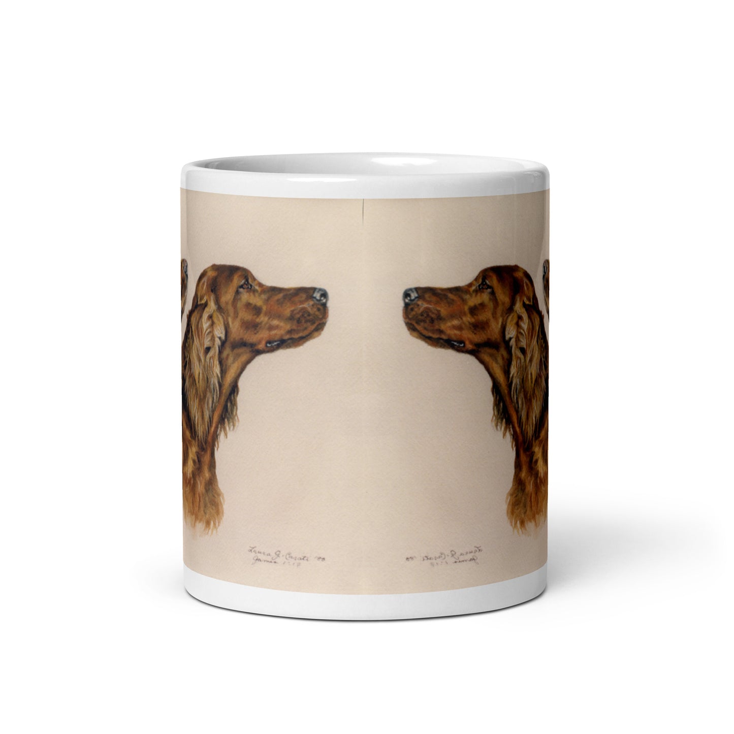 "Missy & Charm the Irish Setters" White glossy mug
