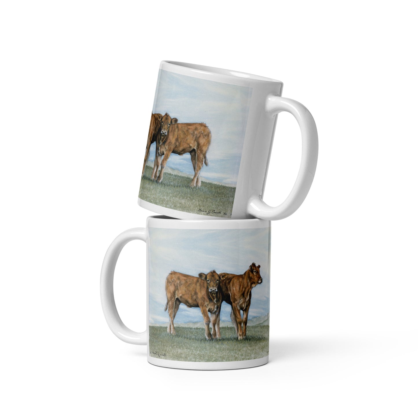 "Limousin Calves" White glossy mug