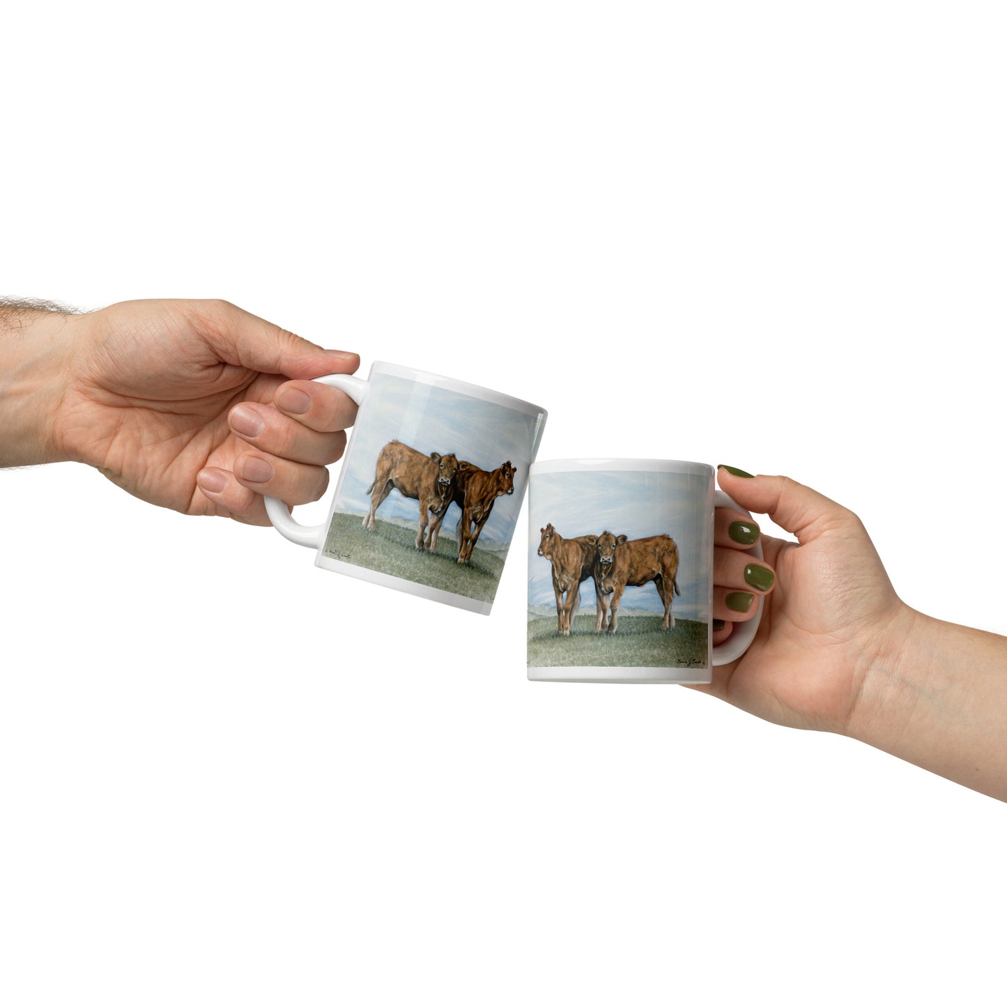"Limousin Calves" White glossy mug