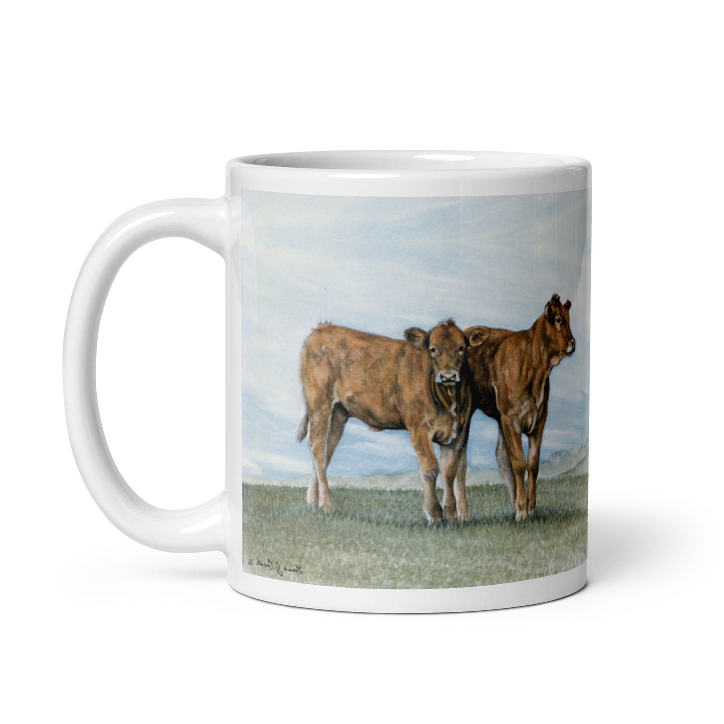 "Limousin Calves" White glossy mug