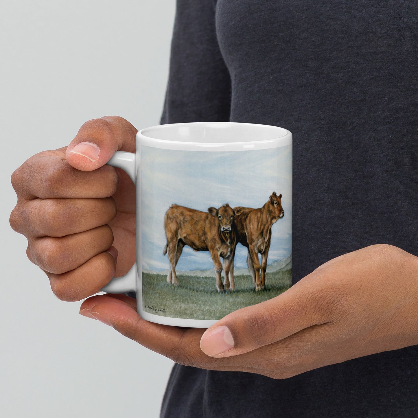 "Limousin Calves" White glossy mug