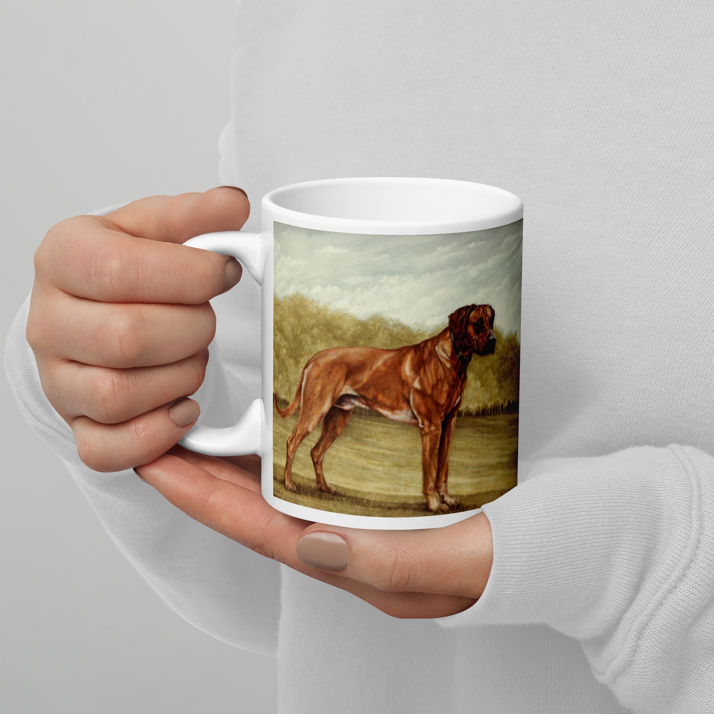 "Rhodesian Ridgeback" White glossy mug