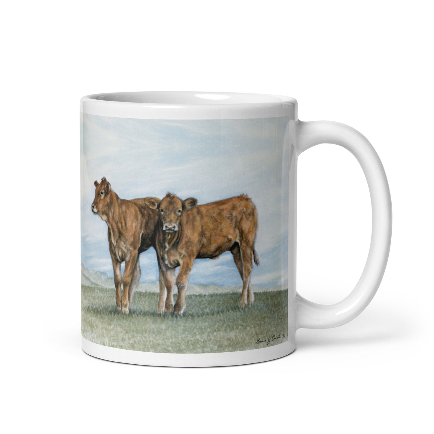 "Limousin Calves" White glossy mug