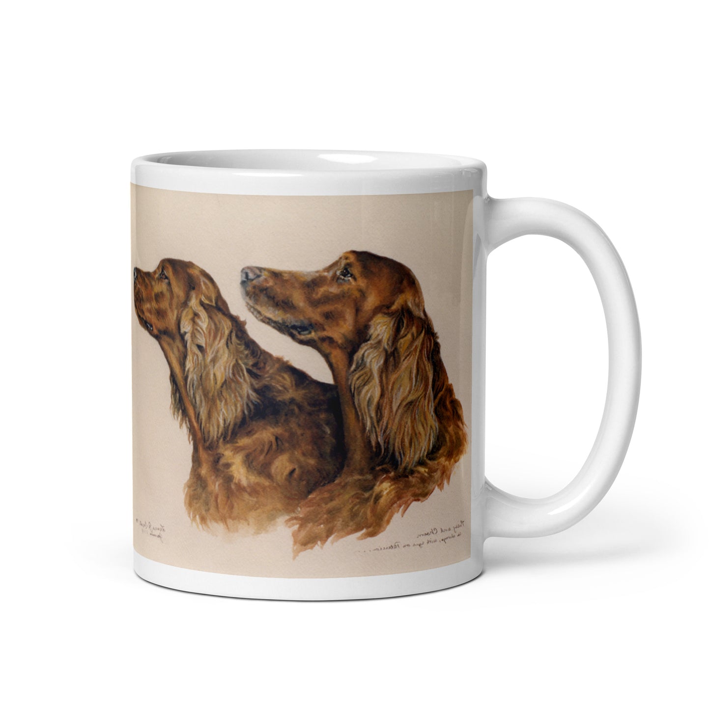 "Missy & Charm the Irish Setters" White glossy mug